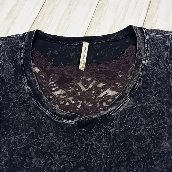 American age Acid Wash Lace Wing Back Tshirt Size M - Picture 7 of 14